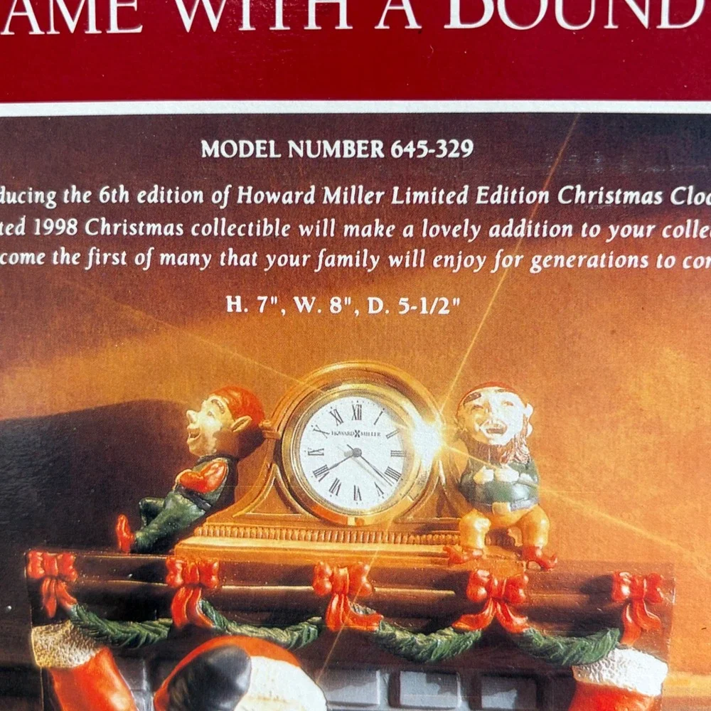 Howard Miller 1998 Limited Edition Christmas Clock Santa Down the Chimney